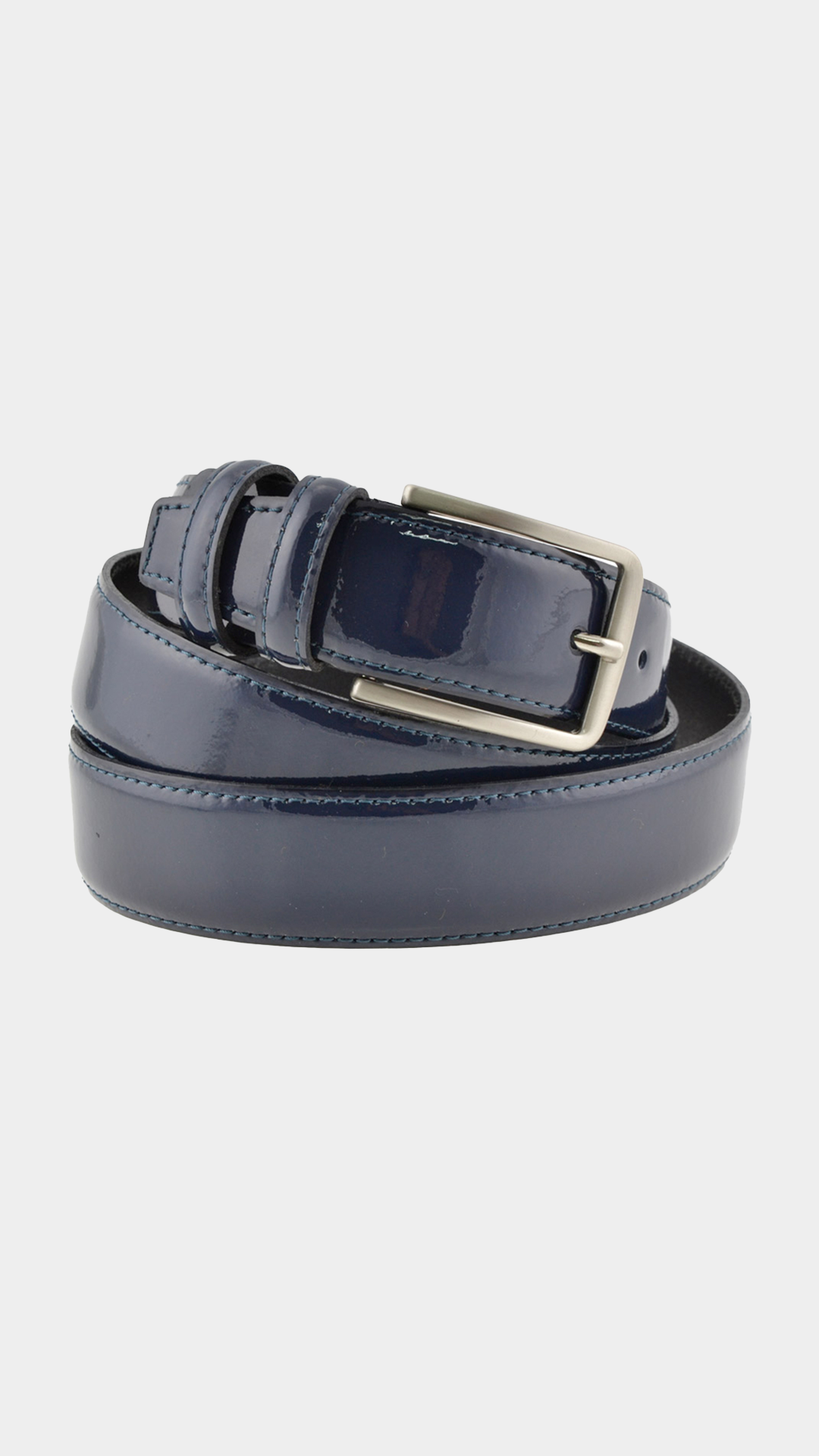 Polished Blue Patent Italian Leather Belt
