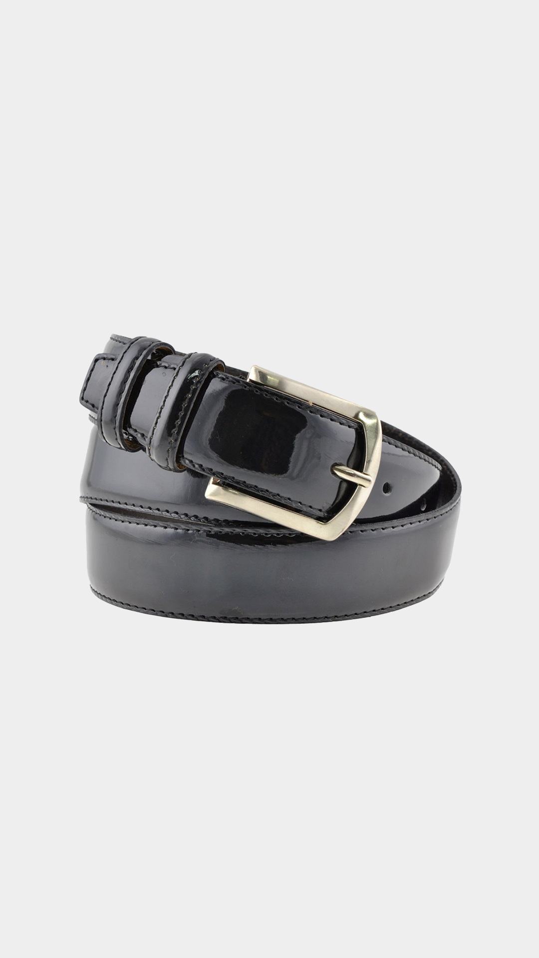 Polished Black Patent Italian Leather Belt
