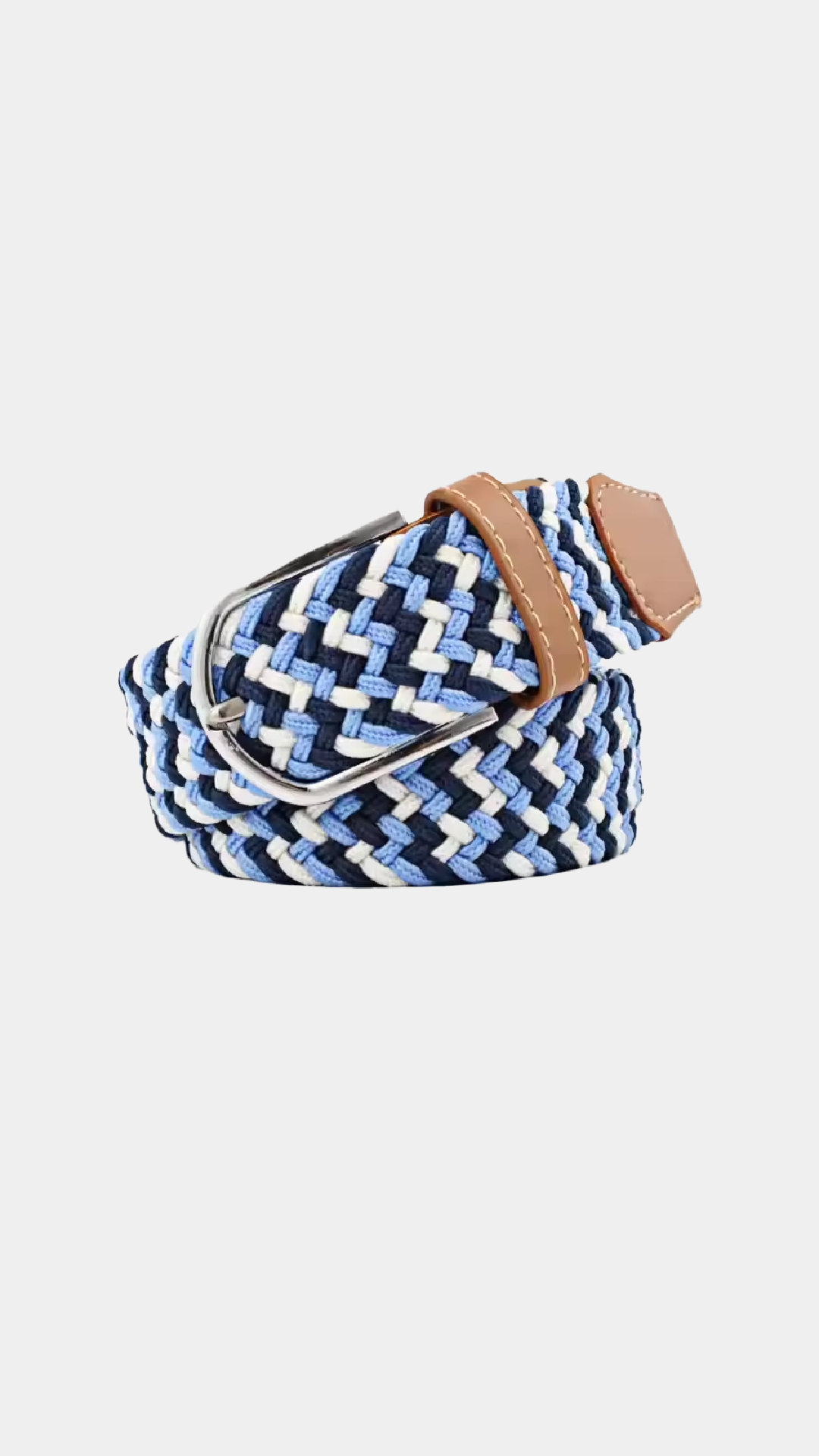 Braided Belt -  Navy + Sky Blue + White