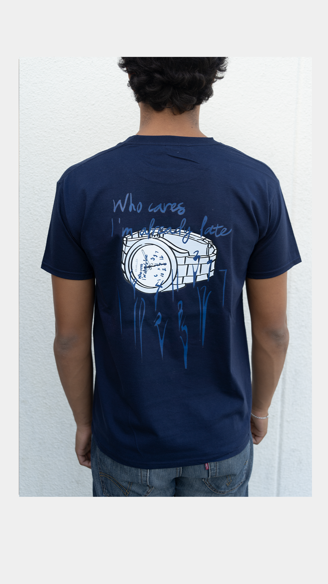 Who cares I'm already late -  Navy Blue T-Shirt