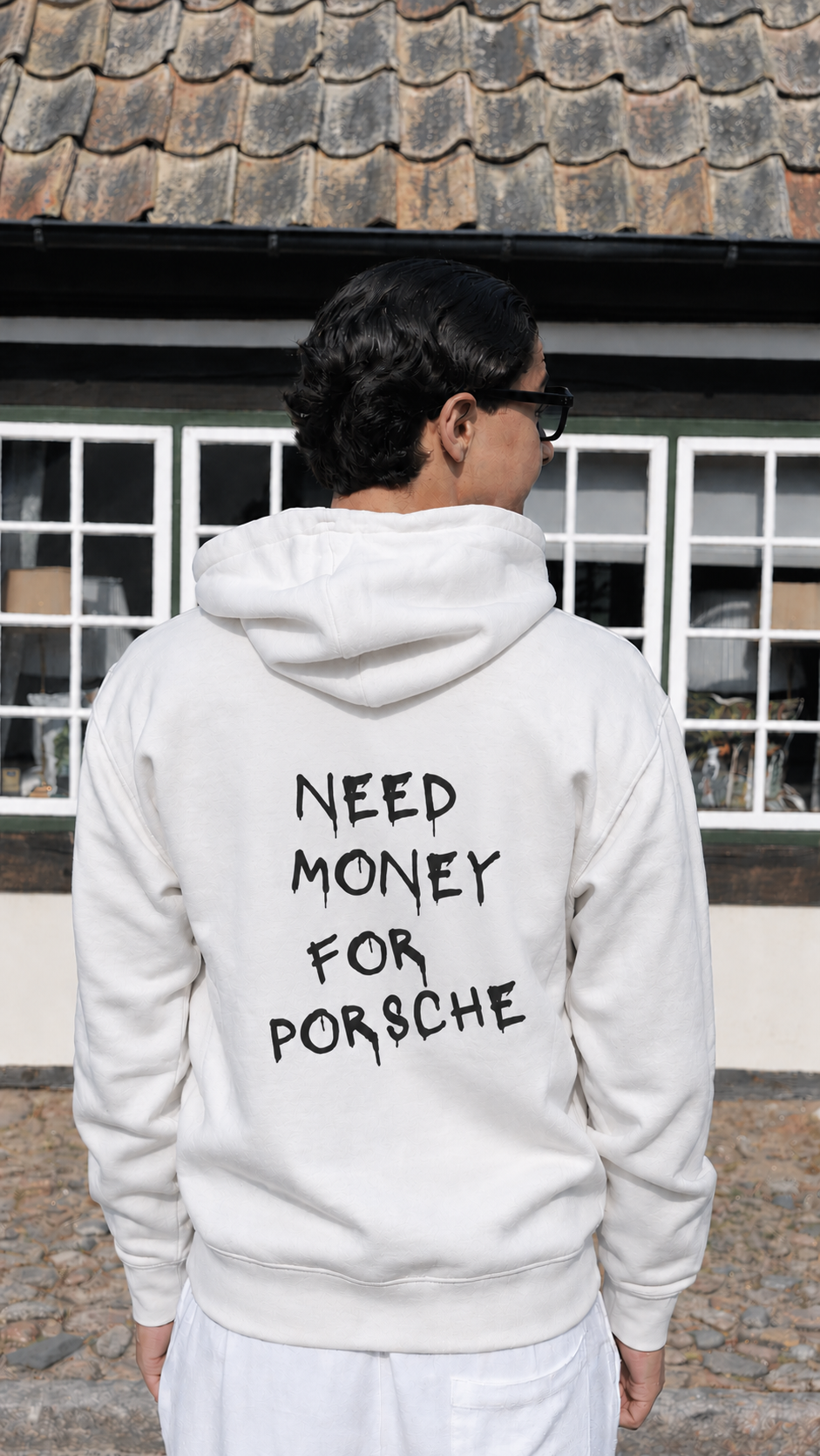 NEED MONEY FOR PORSCHE - WHITE - HOODIE