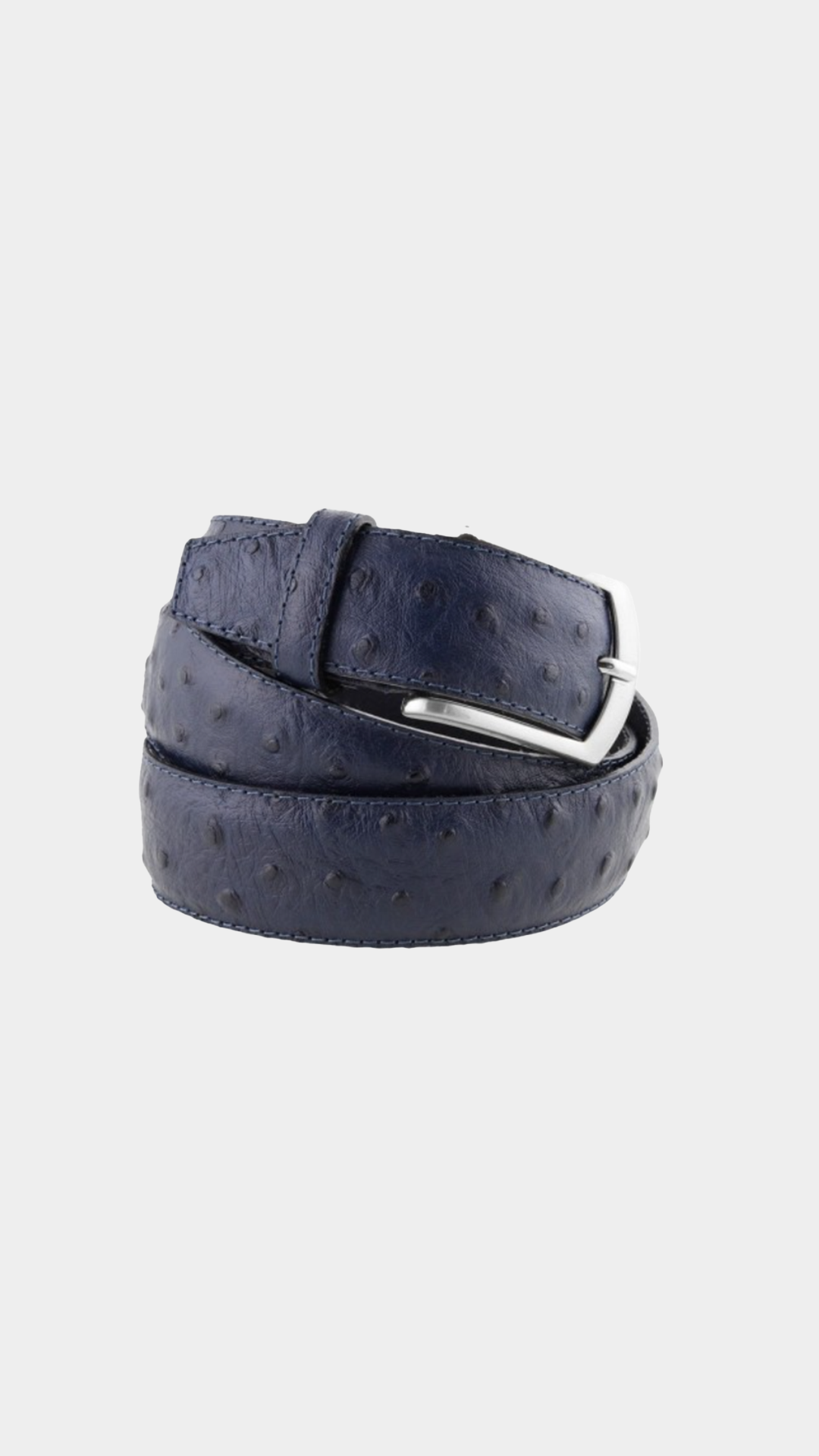 Premium Italian Blue "Ostrich Pattern" Leather Belt