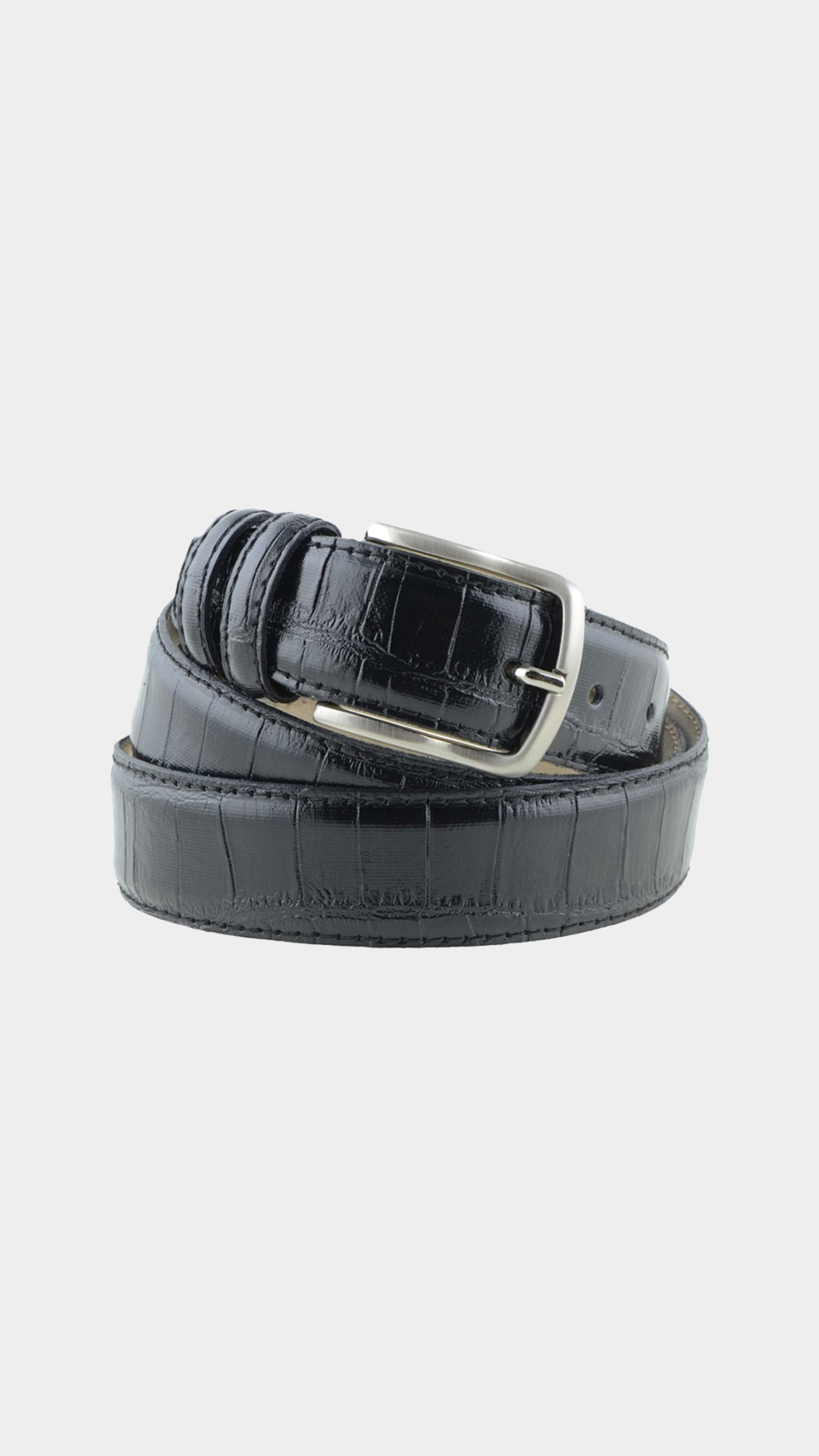 Luxury Classic Black Crocodile-Embossed Leather Belt