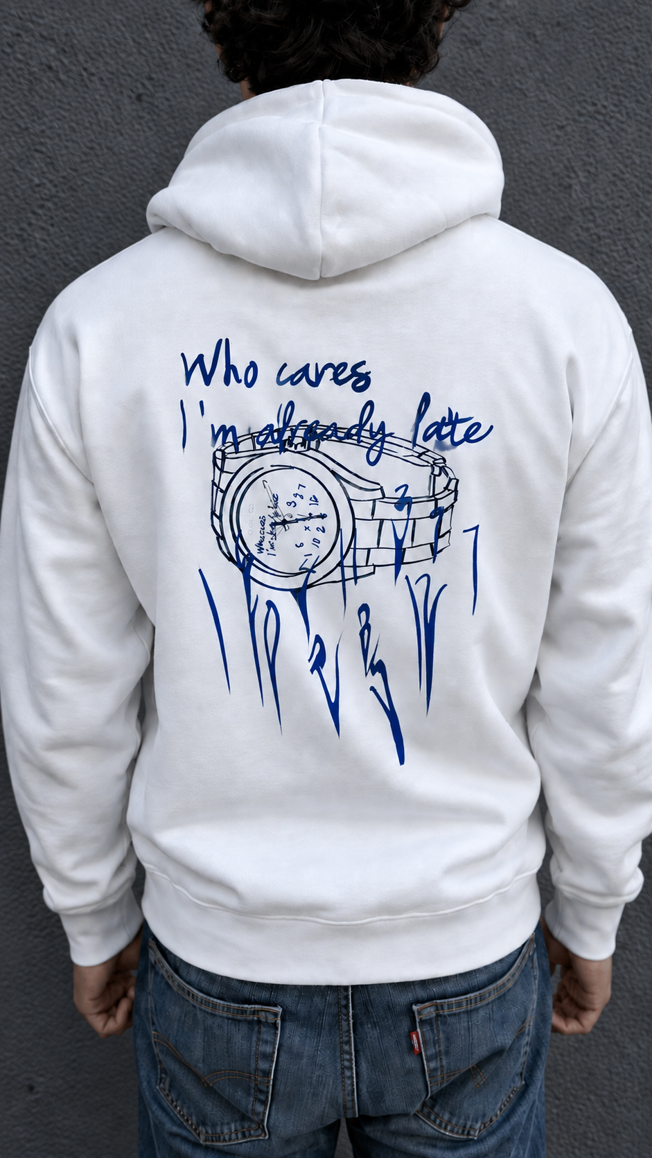 Who cares I'm already late - White Hoodie